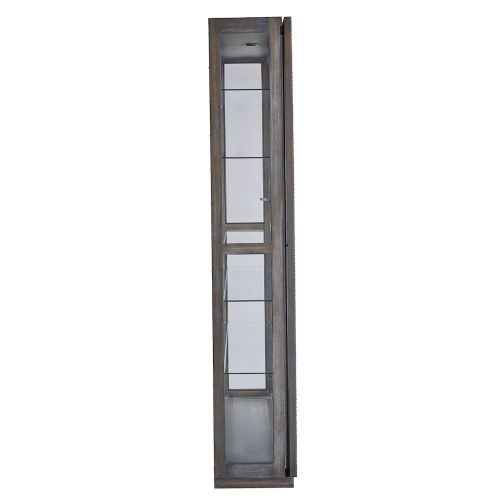 Modern Sliding Door Curio Cabinet, Medium Wood Finish. Picture 5