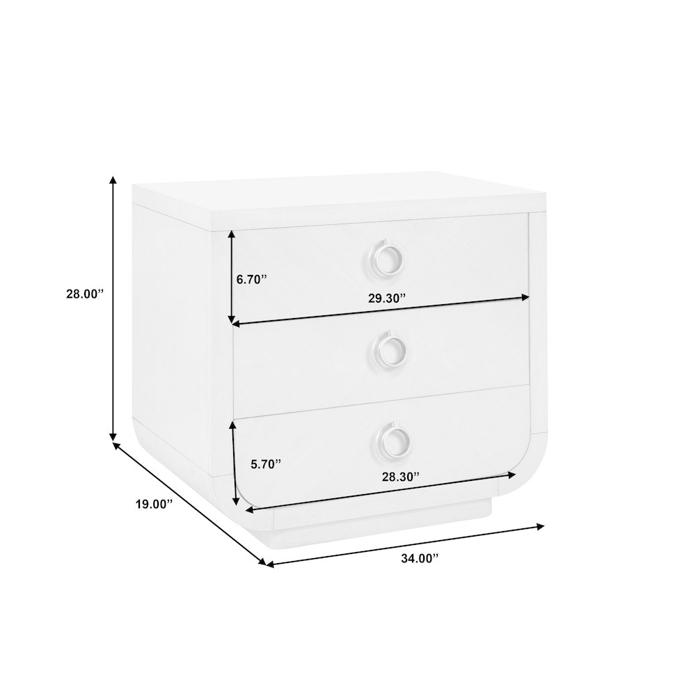 Brighton 3-Drawer Nightstand with USB Port. Picture 11