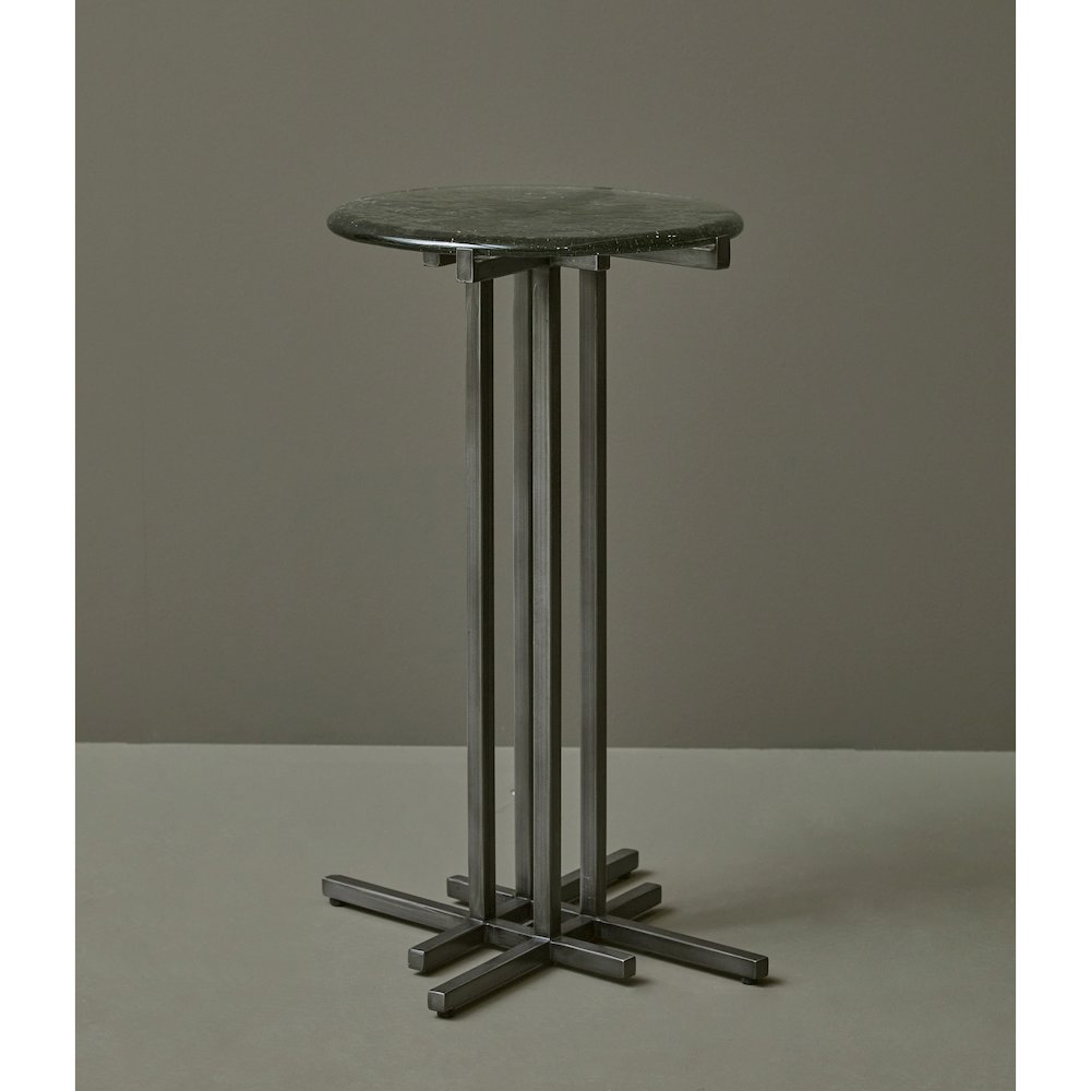 Glass Top Spot Table with Metal Base Pedestal. Picture 6
