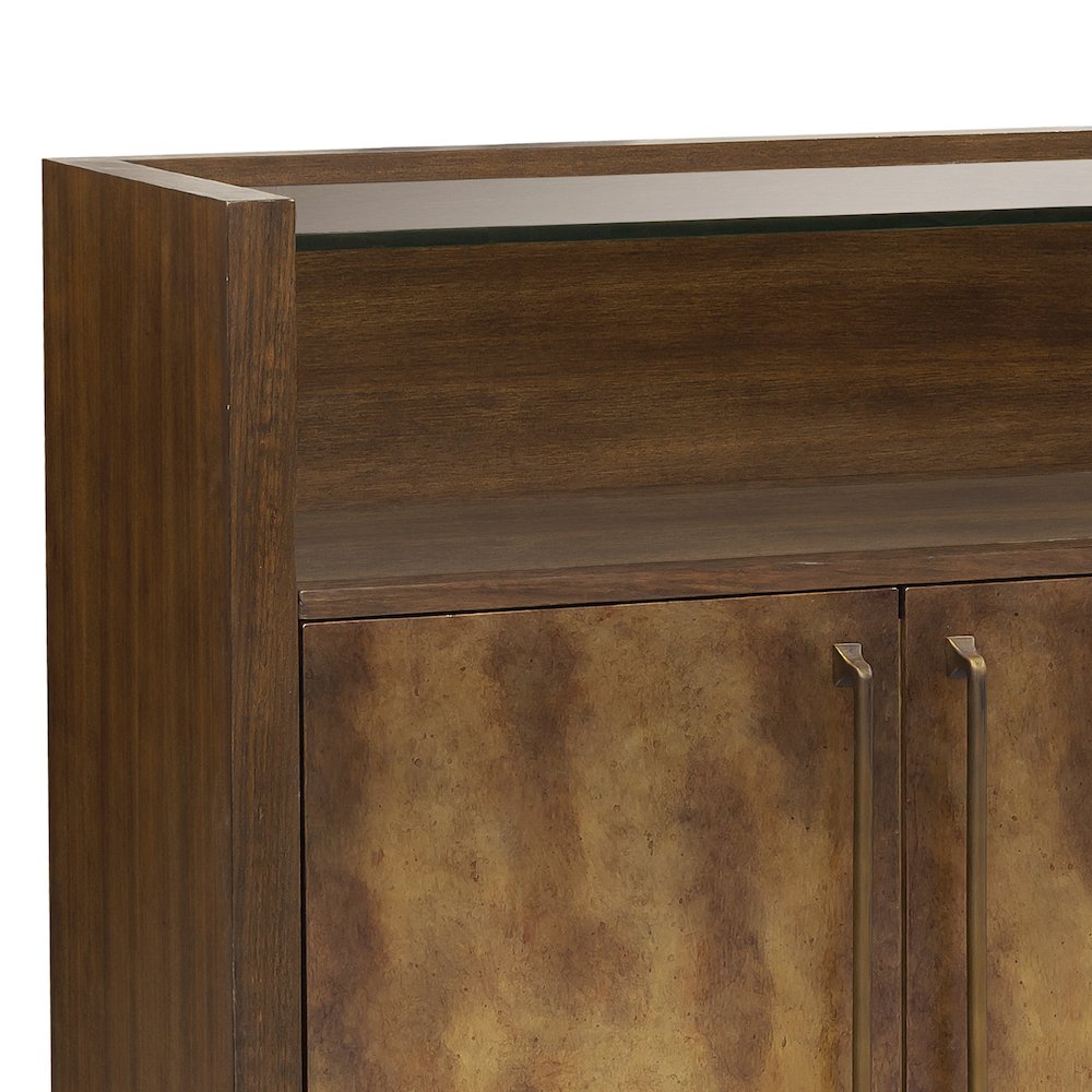3 Door Bar Cabinet with Glass Shelves. Picture 6