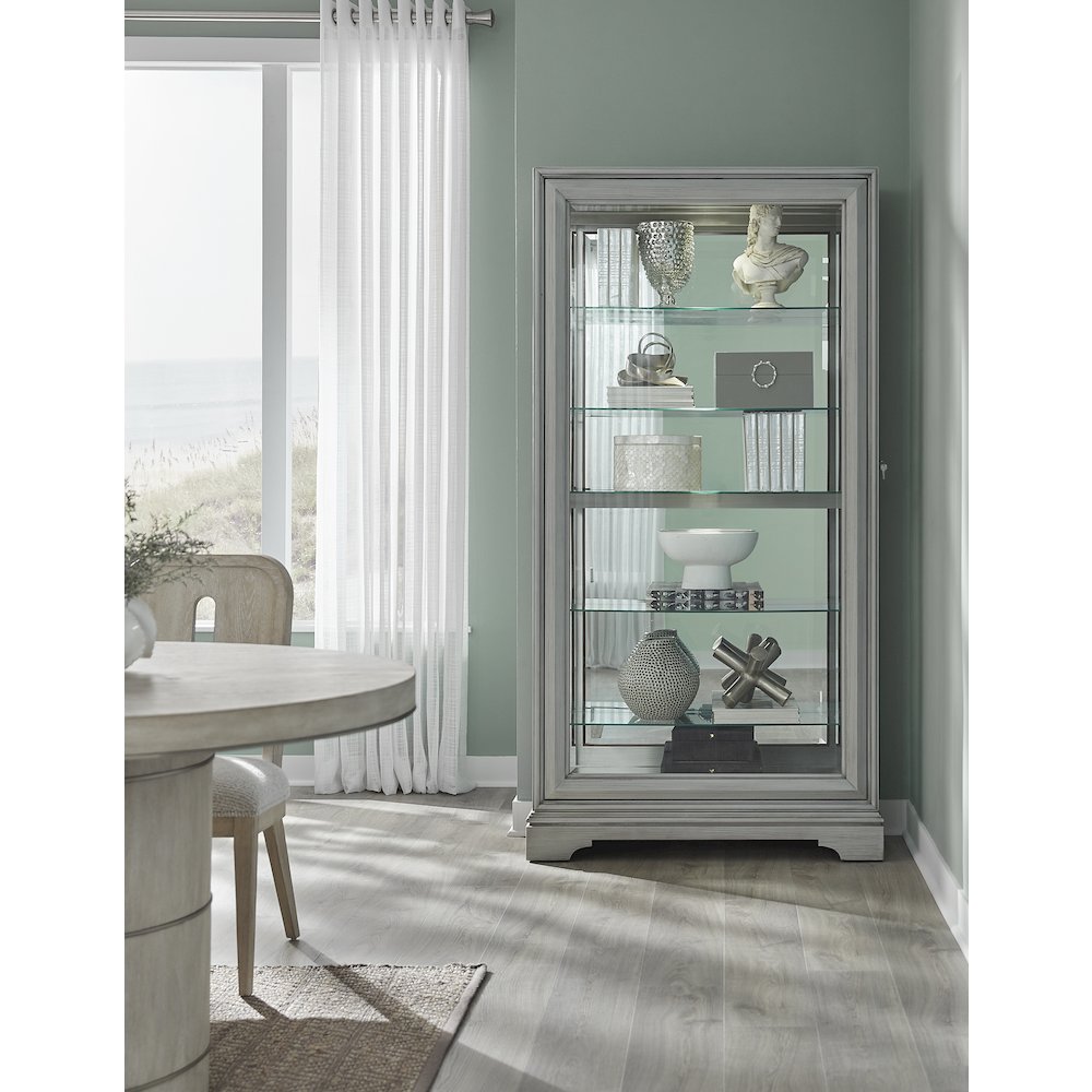 Traditional Sliding Door Curio, Gray Finish. Picture 9