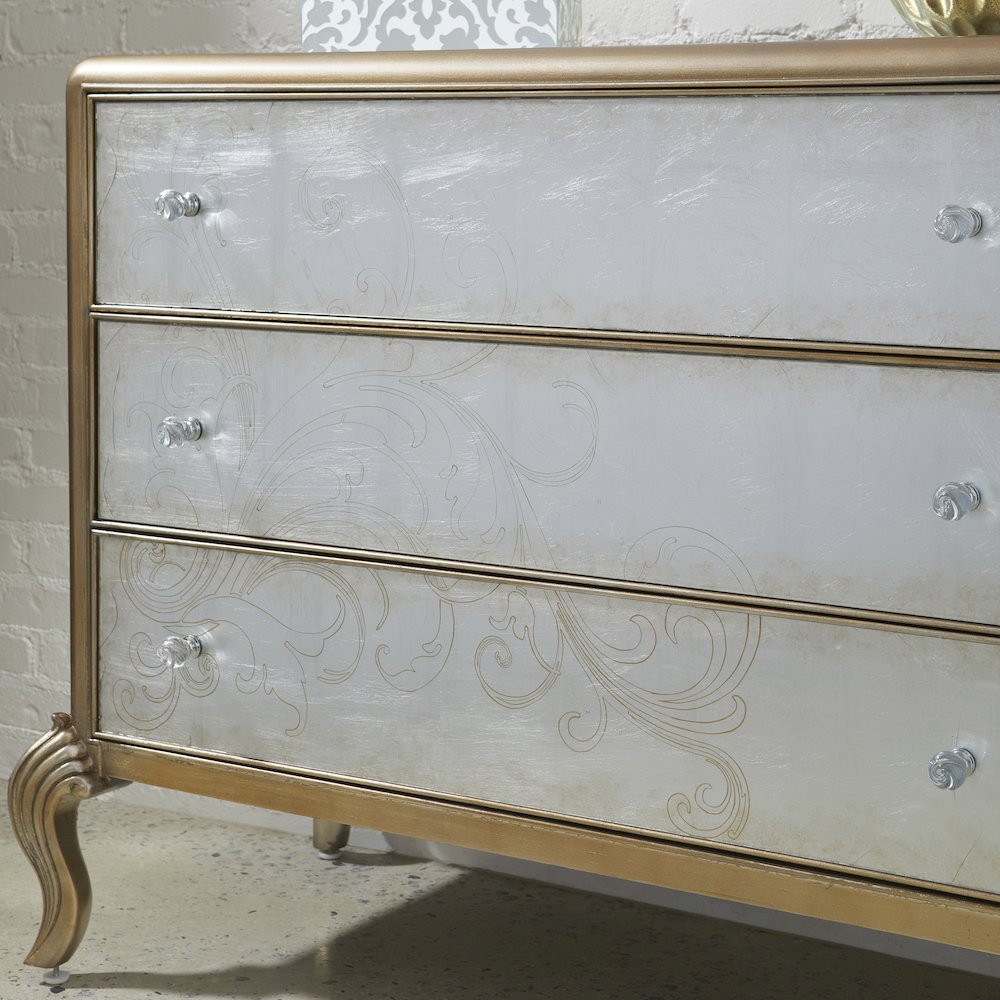 Three Drawer Eglomise Accent Chest. Picture 6