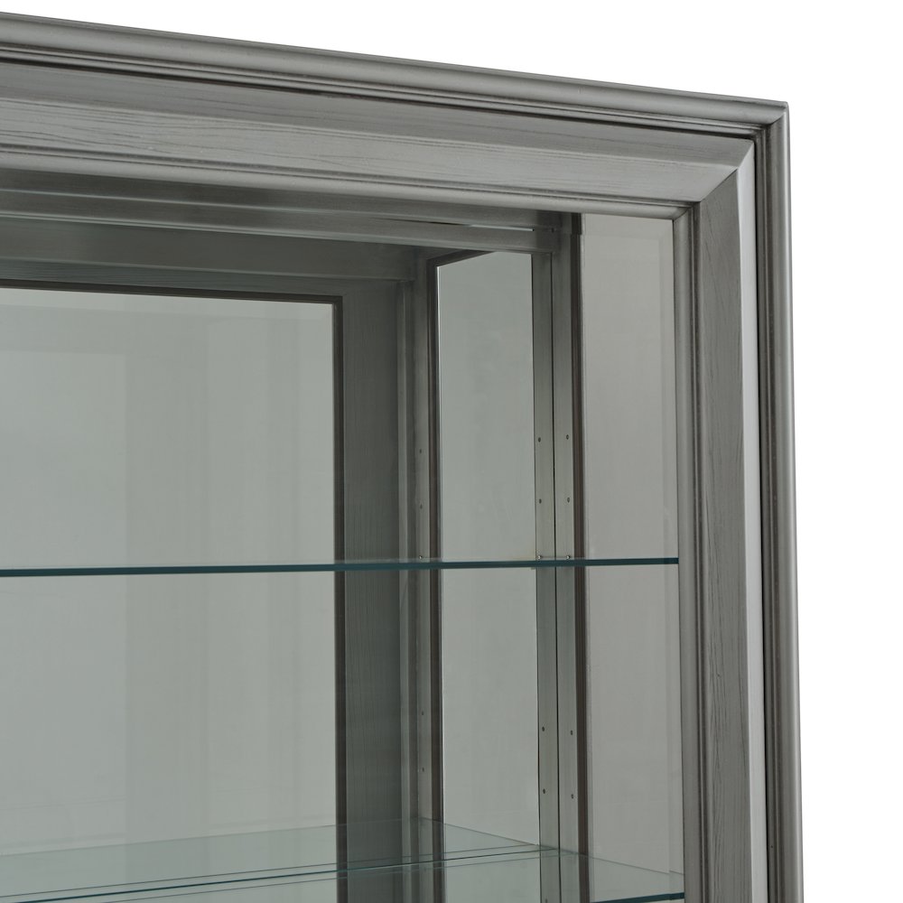 Traditional Sliding Door Curio, Gray Finish. Picture 6