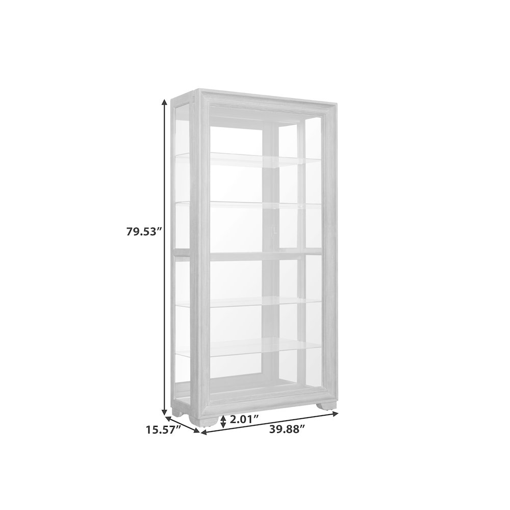 Light Wood Modern 5-Shelf Sliding Door Curio with LED Light. Picture 8