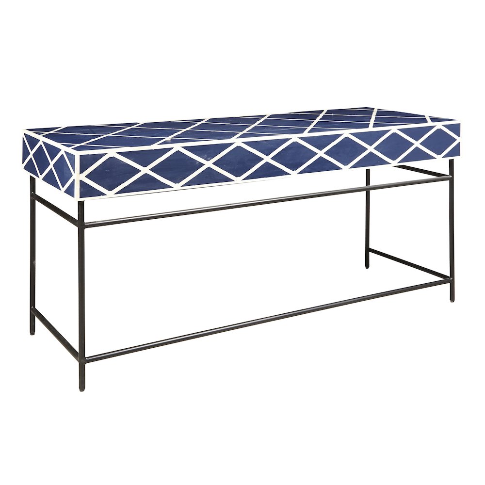 Navy Blue Writing Desk with Storage Drawer. Picture 5