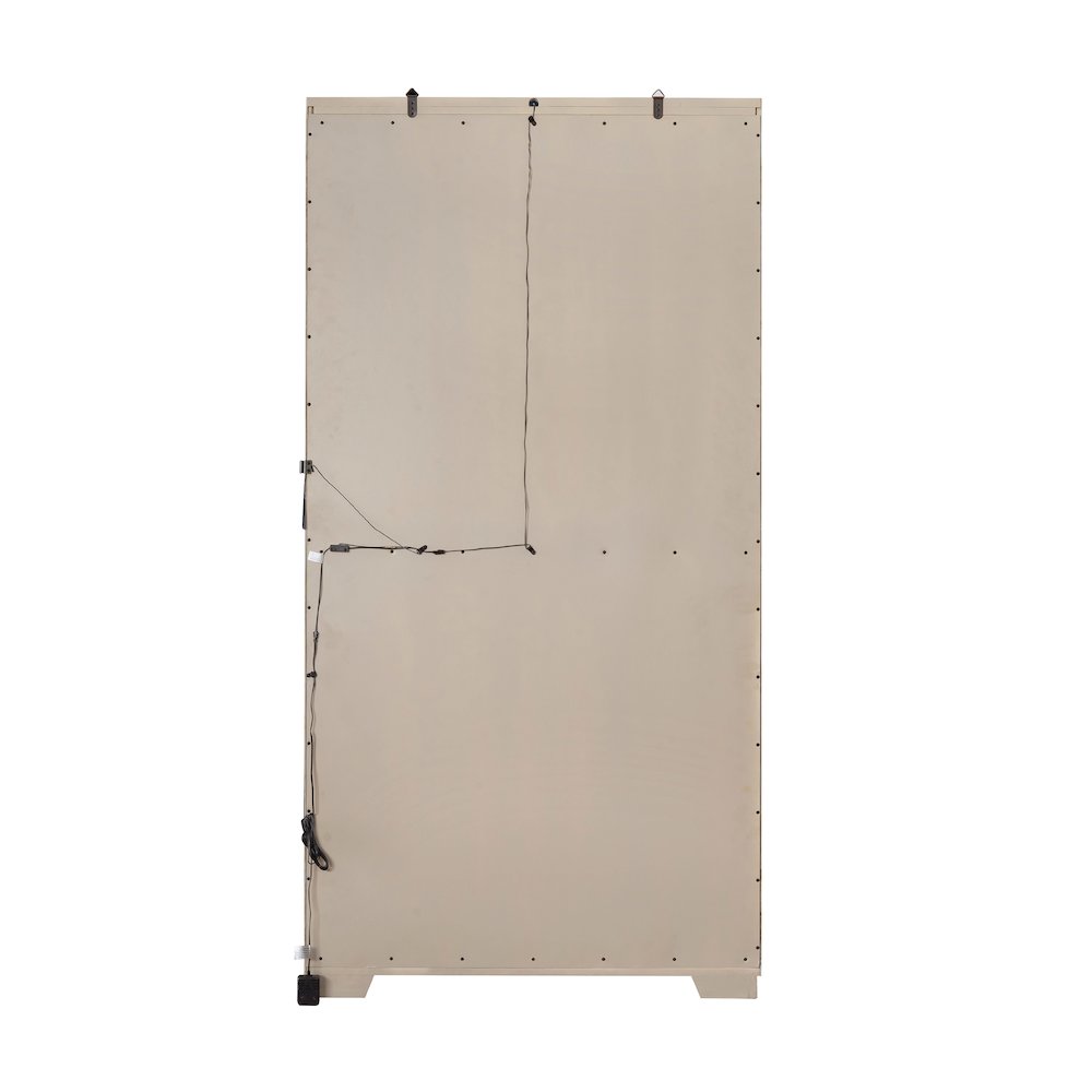 Light Wood Modern 5-Shelf Sliding Door Curio with LED Light. Picture 5