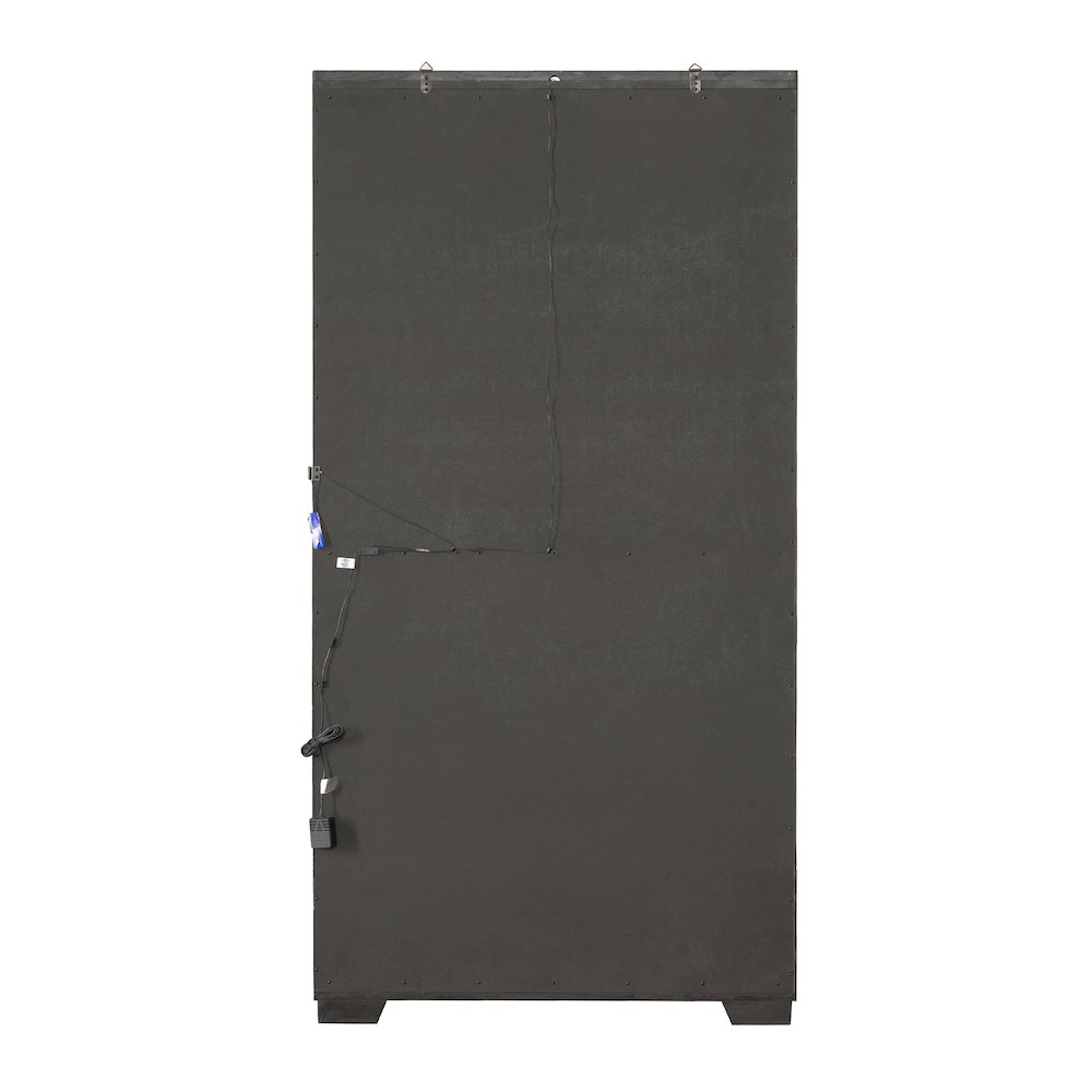 Modern Wood Framed 5-Shelf Sliding Door Curio with LED Light. Picture 5