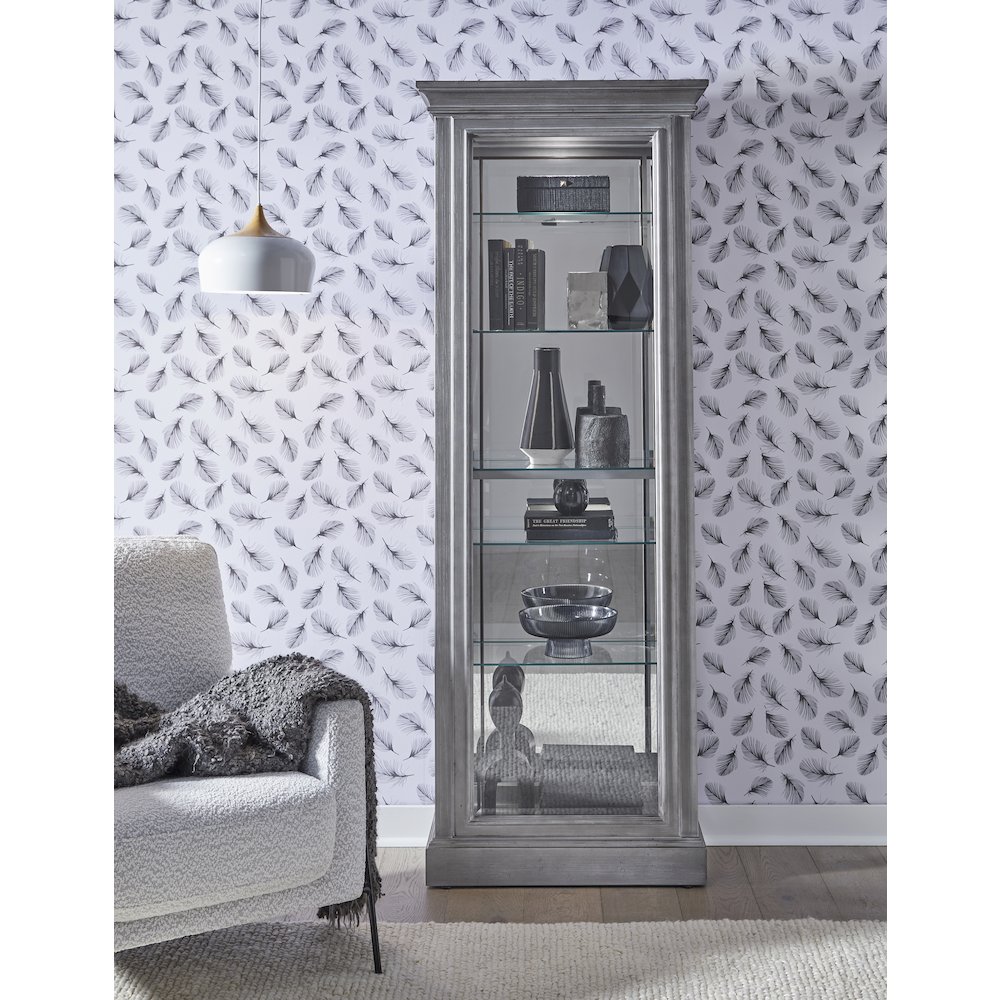 Side Entry Accent Curio, Gray Finish. Picture 9