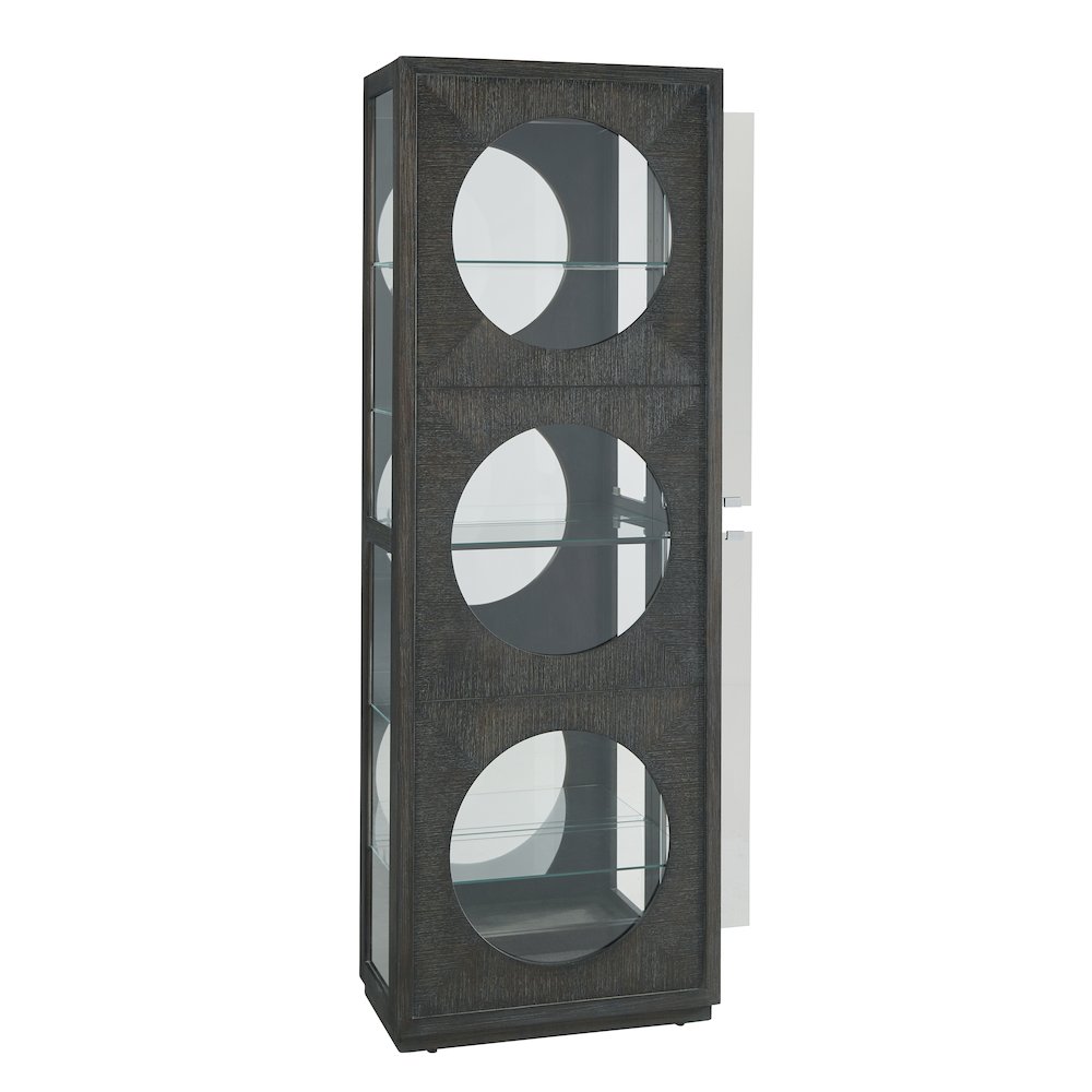 Contemporary Side Entry Curio Cabinet, Dark Wood Finish. Picture 3