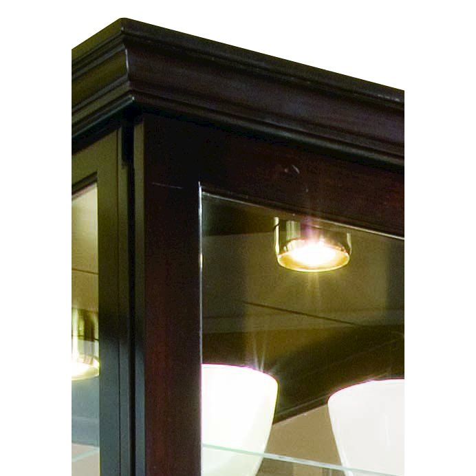 Tall 5 Shelf Curio Cabinet-Sliding Door in Cherry Brown. Picture 3
