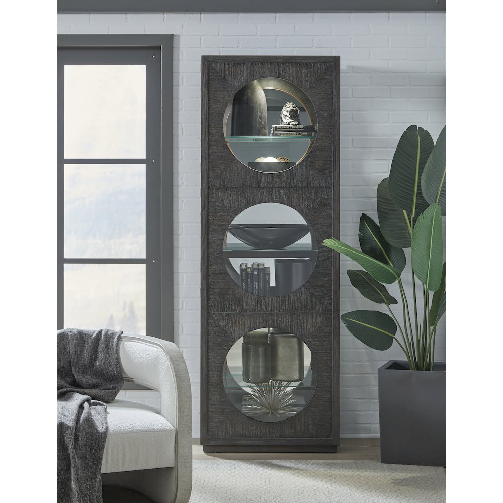 Contemporary Side Entry Curio Cabinet, Dark Wood Finish. Picture 9