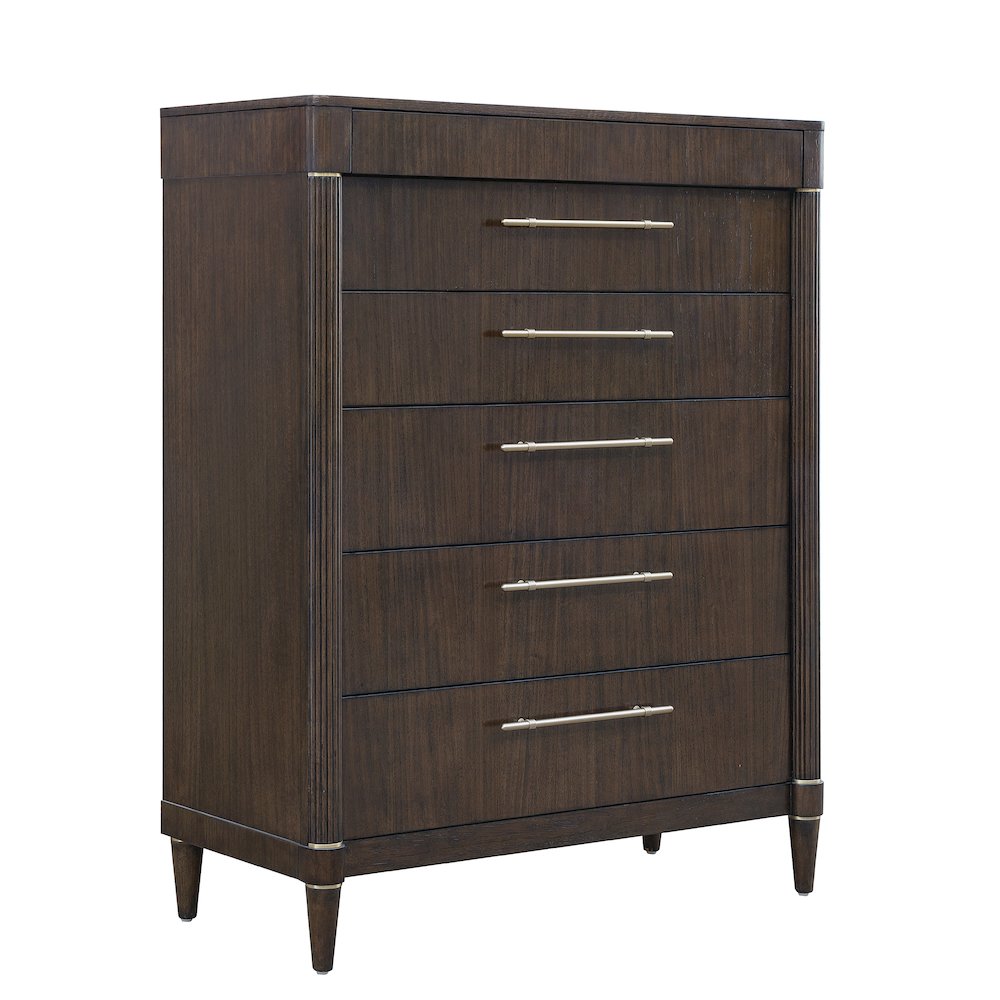 Asher Park 6 Drawer Chest, Piano Brown Finish. Picture 1