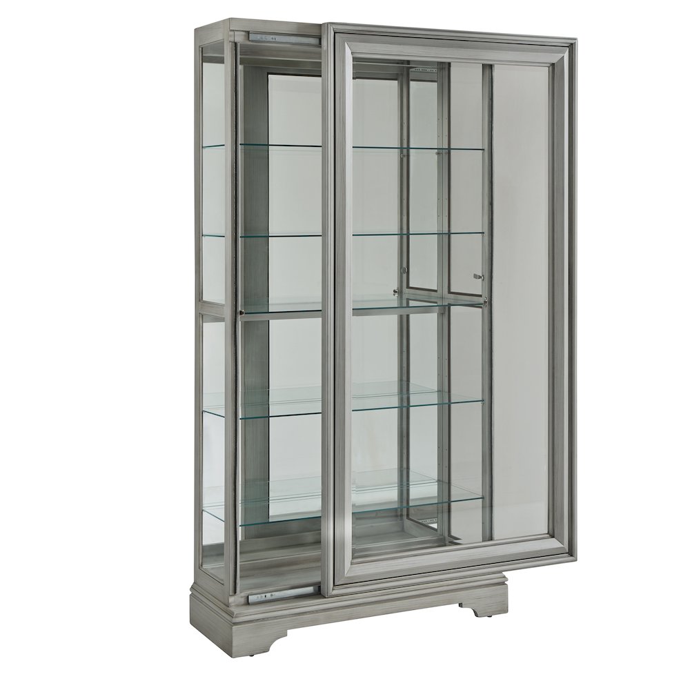 Traditional Sliding Door Curio, Gray Finish. Picture 3