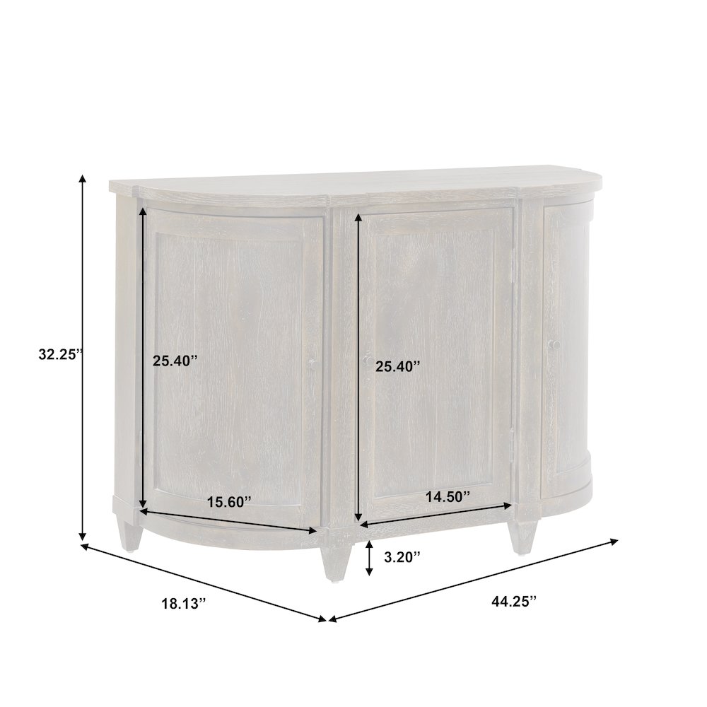 Curved 3 Door Hallway Accent Chest. Picture 10