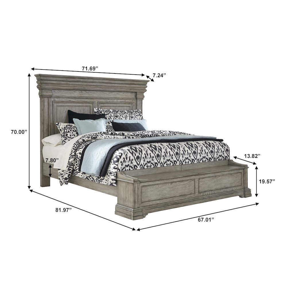 Madison Ridge Queen Panel Bed with Blanket Chest Footboard in Heritage Taupe. Picture 7