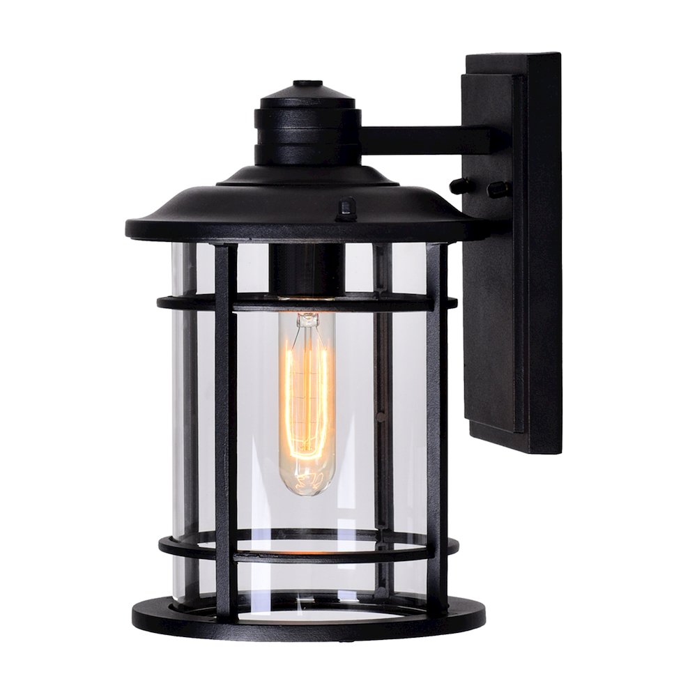 Belmont 1 Light Outdoor Black Wall Lantern. Picture 1