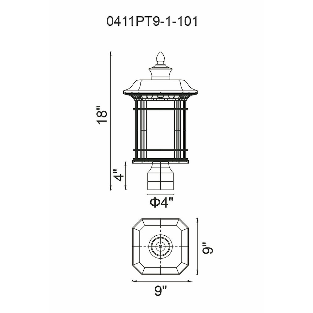 Blackburn 1 Light Outdoor Black Lantern Head. Picture 8