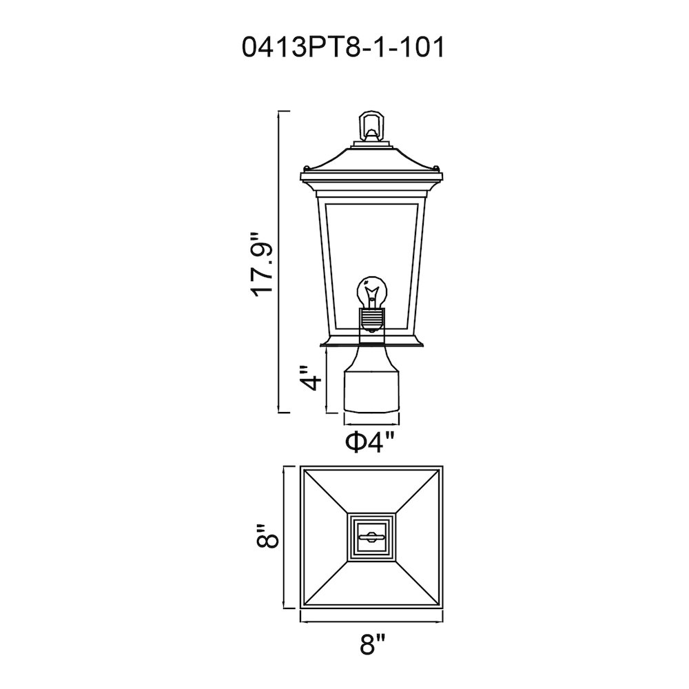 Leawood 1 Light Black Outdoor Lantern Head. Picture 6