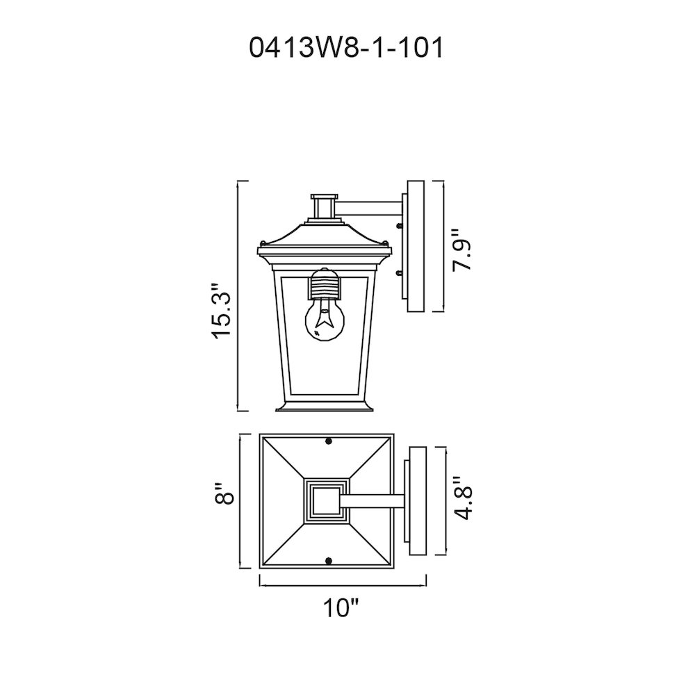 Leawood 1 Light Black Outdoor Wall Light. Picture 8