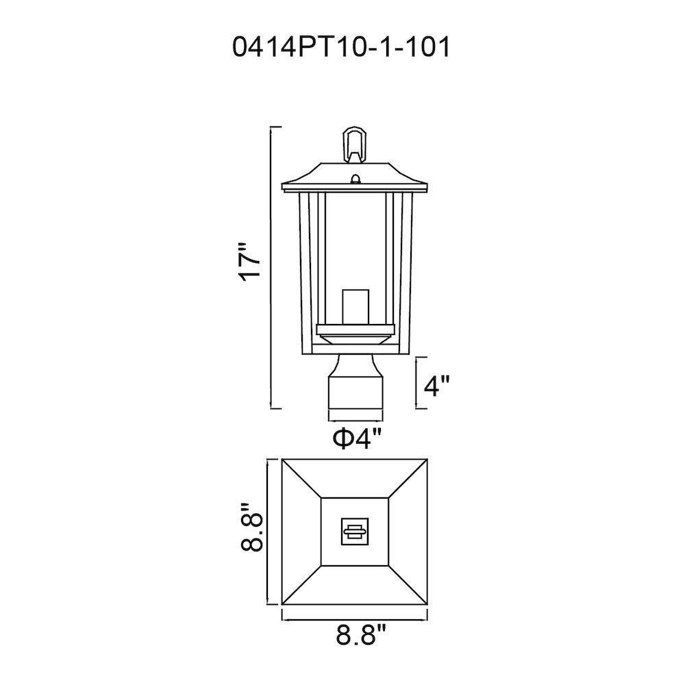Winfield 1 Light Black Outdoor Lantern Head. Picture 6