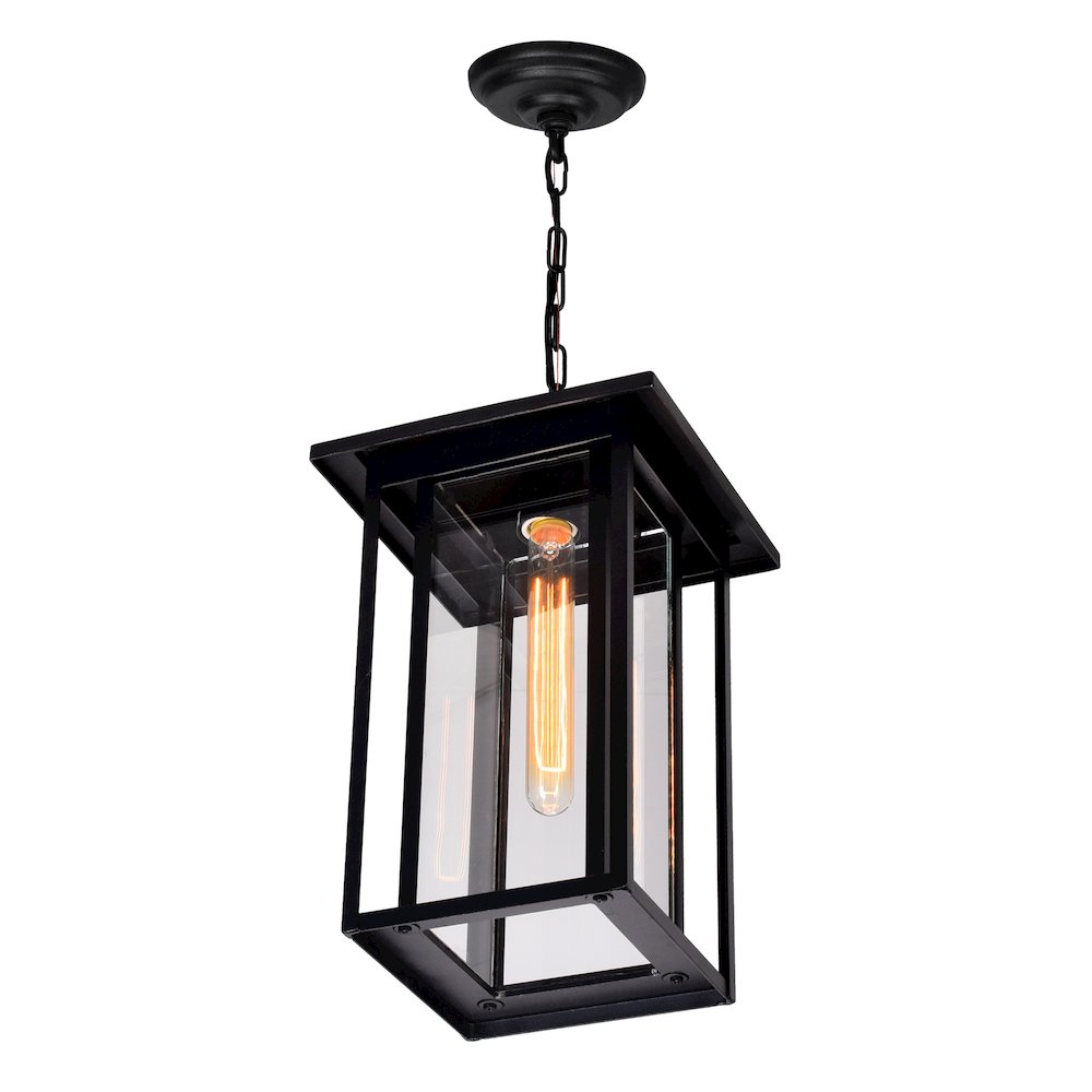 Crawford 1 Light Black Outdoor Hanging Light. Picture 3