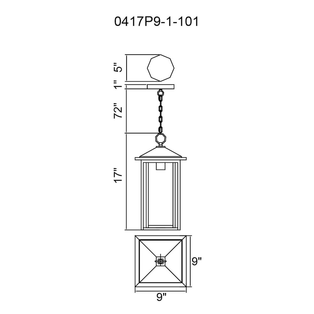 Crawford 1 Light Black Outdoor Hanging Light. Picture 6
