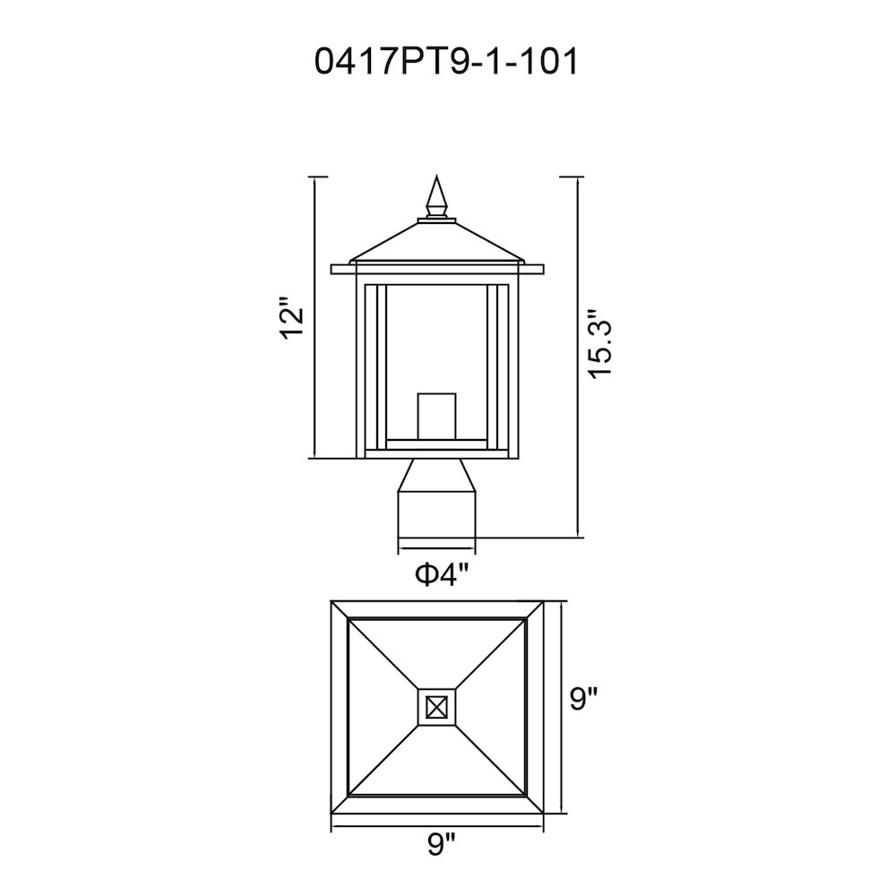 Crawford 1 Light Black Outdoor Lantern Head. Picture 6
