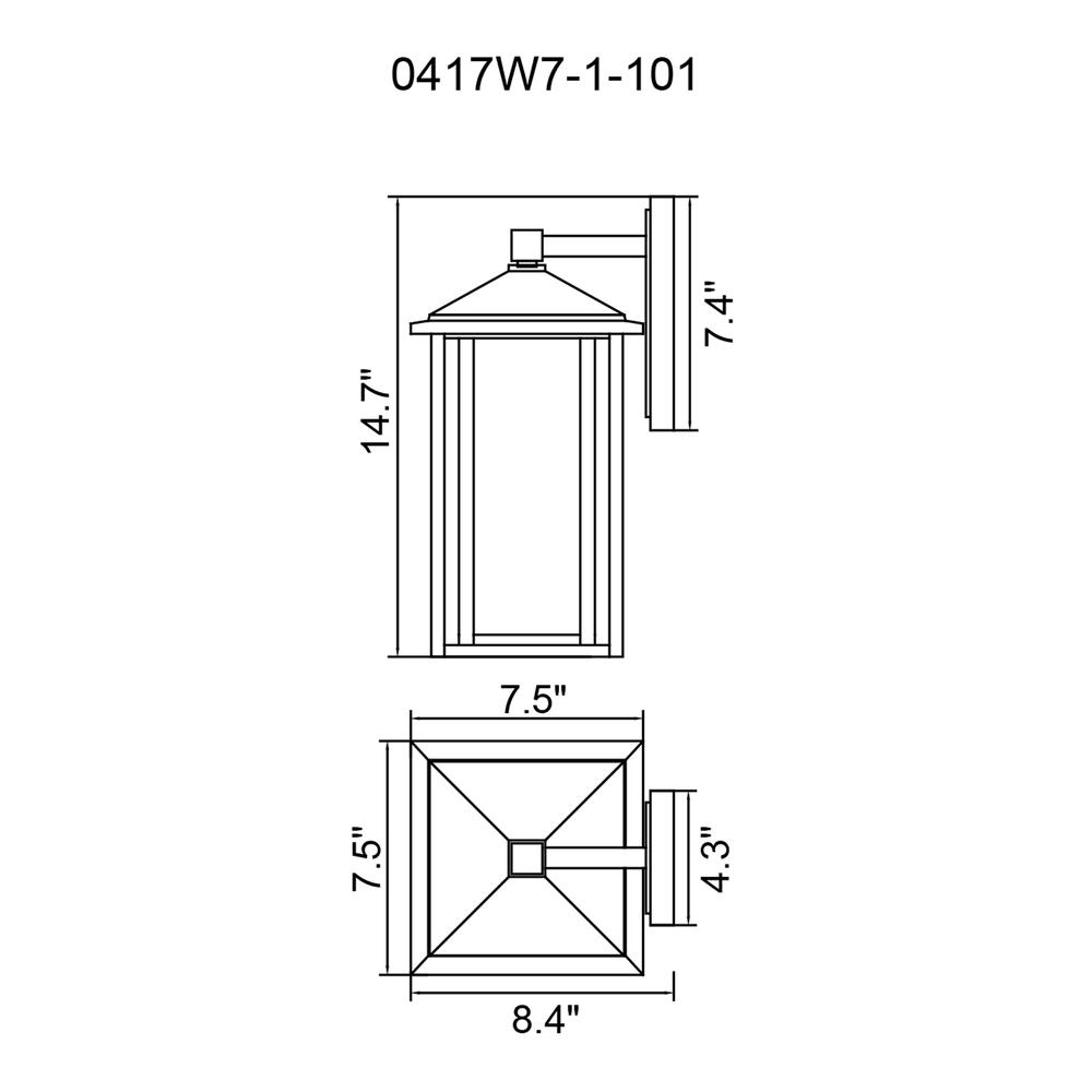 Crawford 1 Light Black Outdoor Wall Light. Picture 7