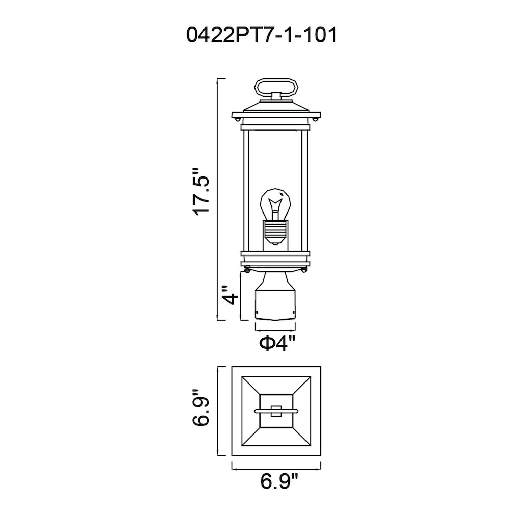 Oakwood 1 Light Outdoor Black Lantern Head. Picture 6