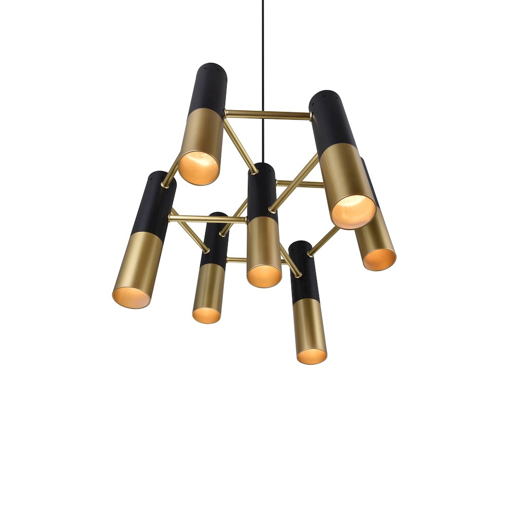 Anem 7 Light Down Chandelier With Matte Black & Satin Gold Finish. Picture 2