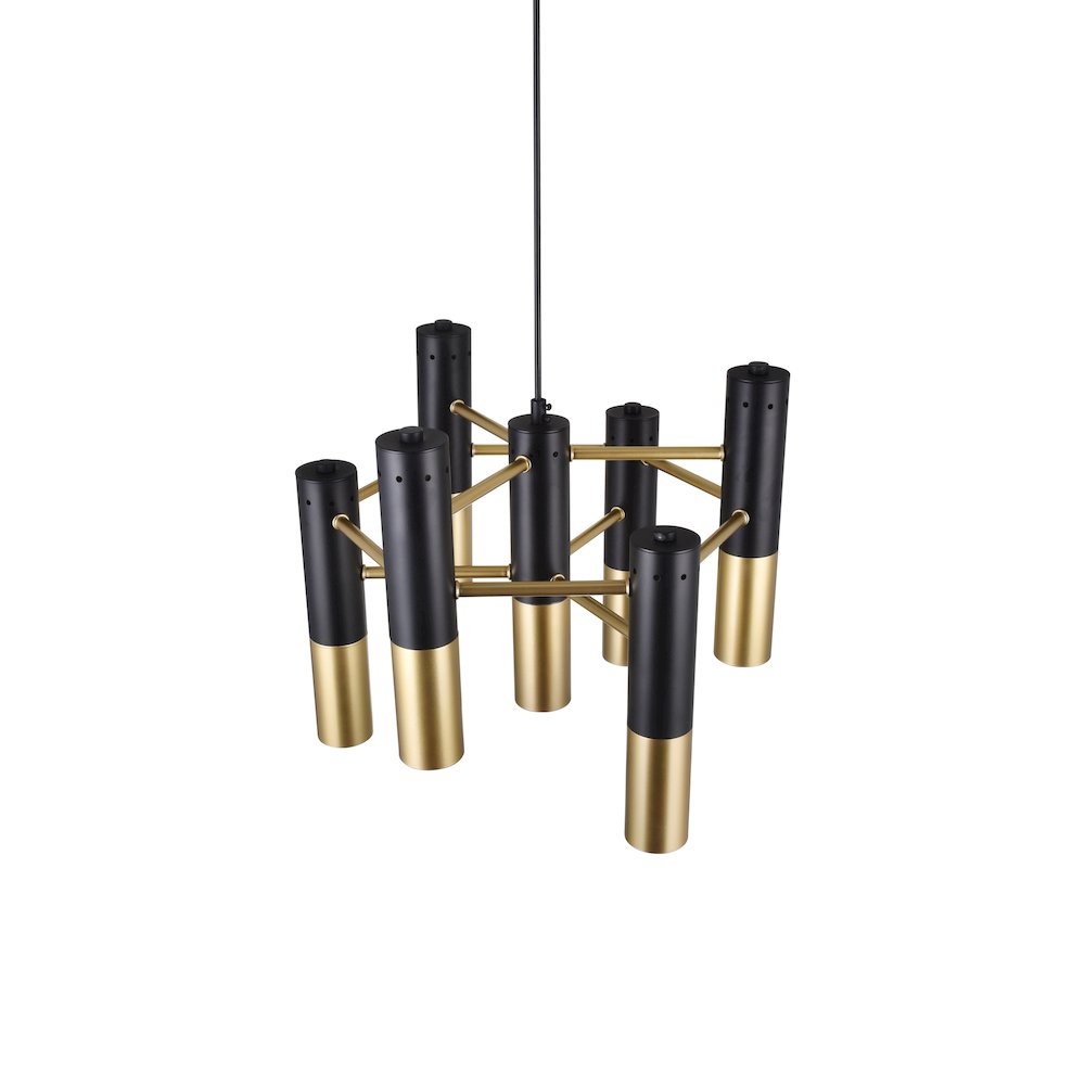 Anem 7 Light Down Chandelier With Matte Black & Satin Gold Finish. Picture 3