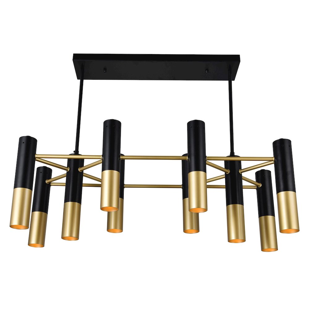 Anem 10 Light Down Chandelier With Matte Black & Satin Gold Finish. Picture 2