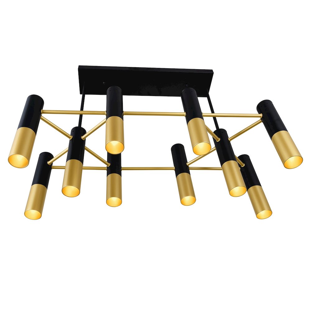 Anem 10 Light Down Chandelier With Matte Black & Satin Gold Finish. Picture 4