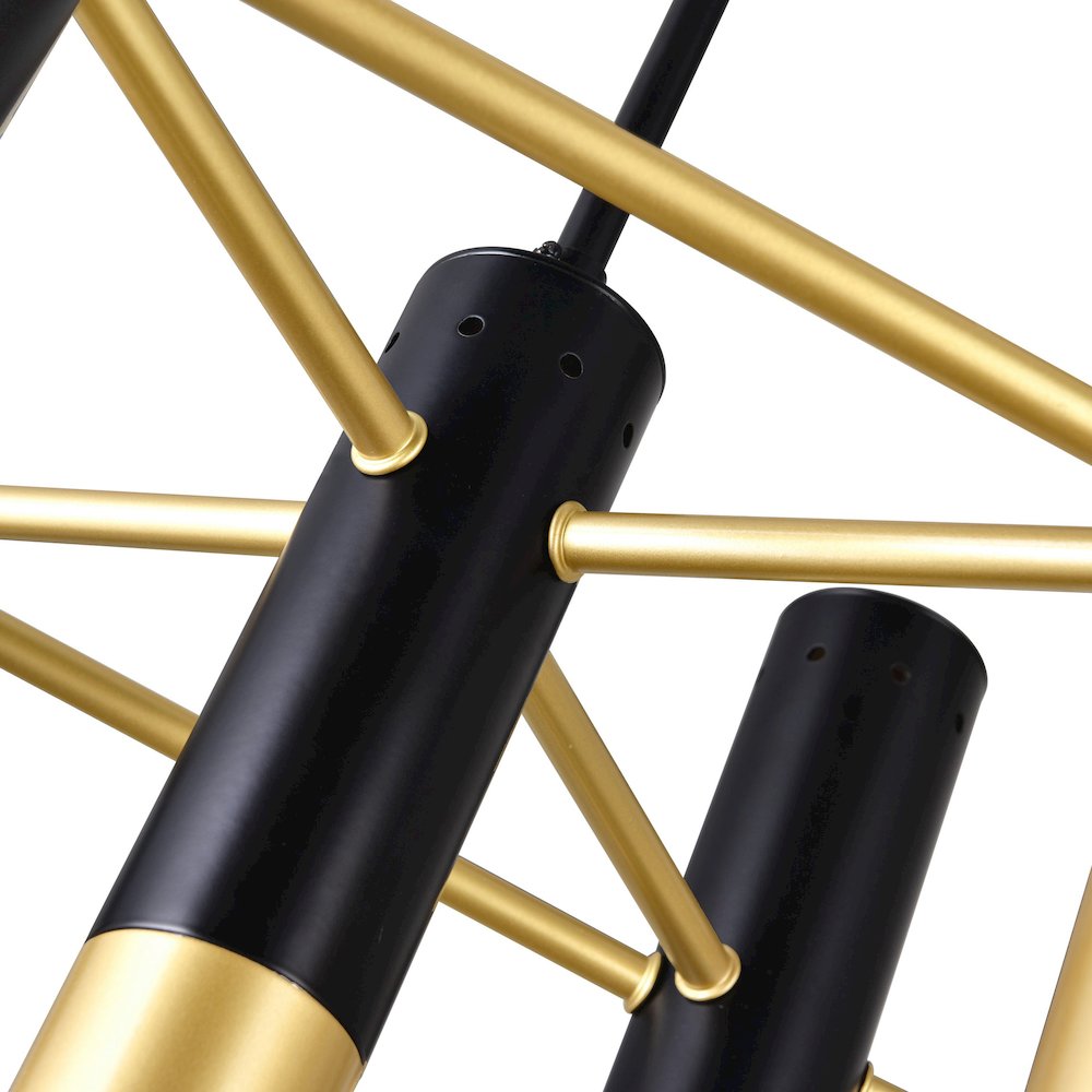 Anem 10 Light Down Chandelier With Matte Black & Satin Gold Finish. Picture 5