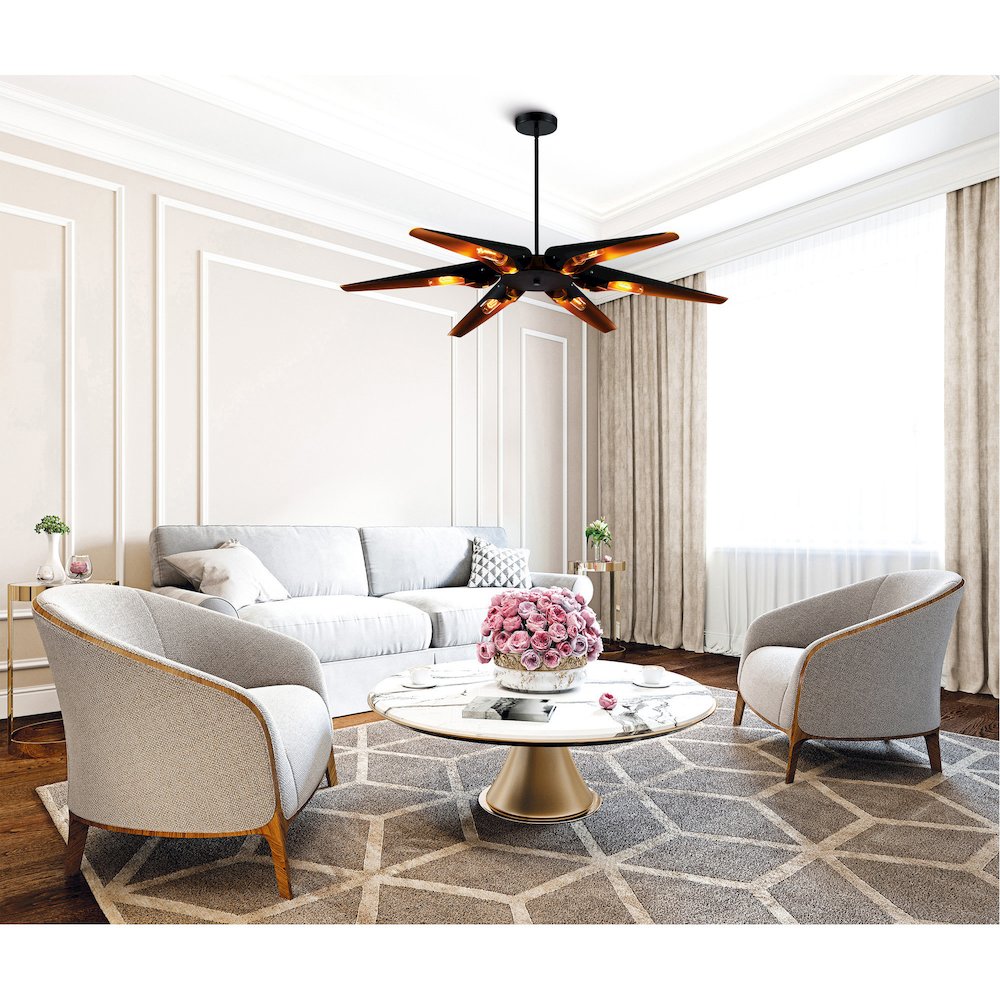 Amar 6 Light Chandelier With Matte Black Finish. Picture 6