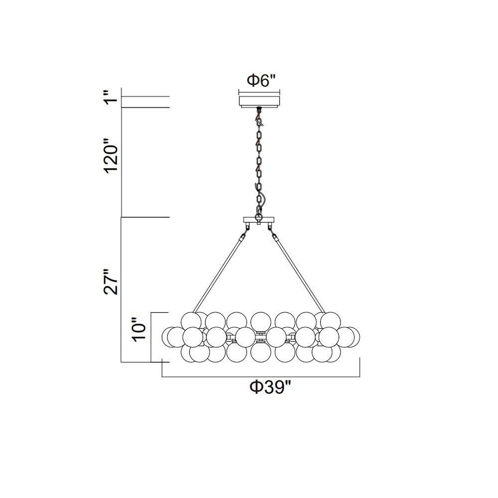 Arya 45 Light Chandelier With Satin Gold Finish. Picture 6