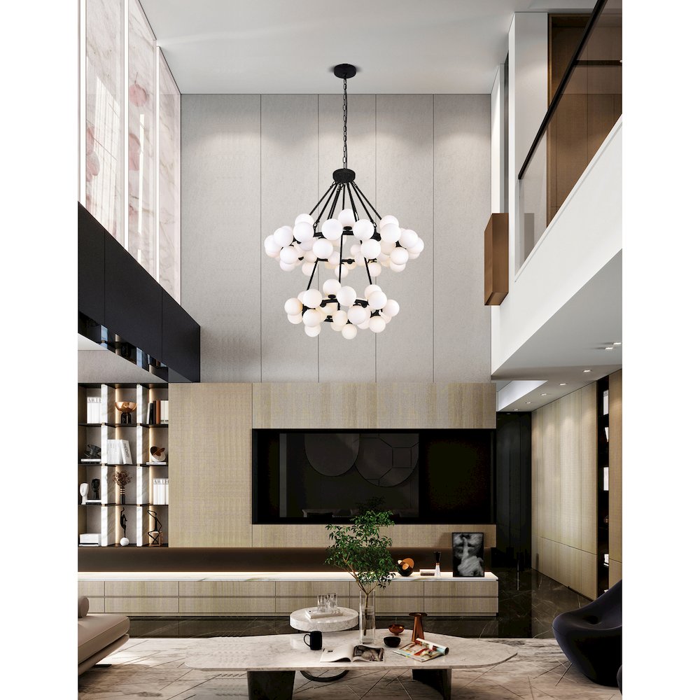 Arya 70 Light Chandelier With Black Finish. Picture 6