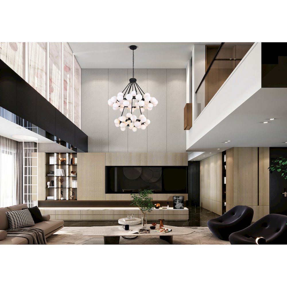 Arya 70 Light Chandelier With Black Finish. Picture 7