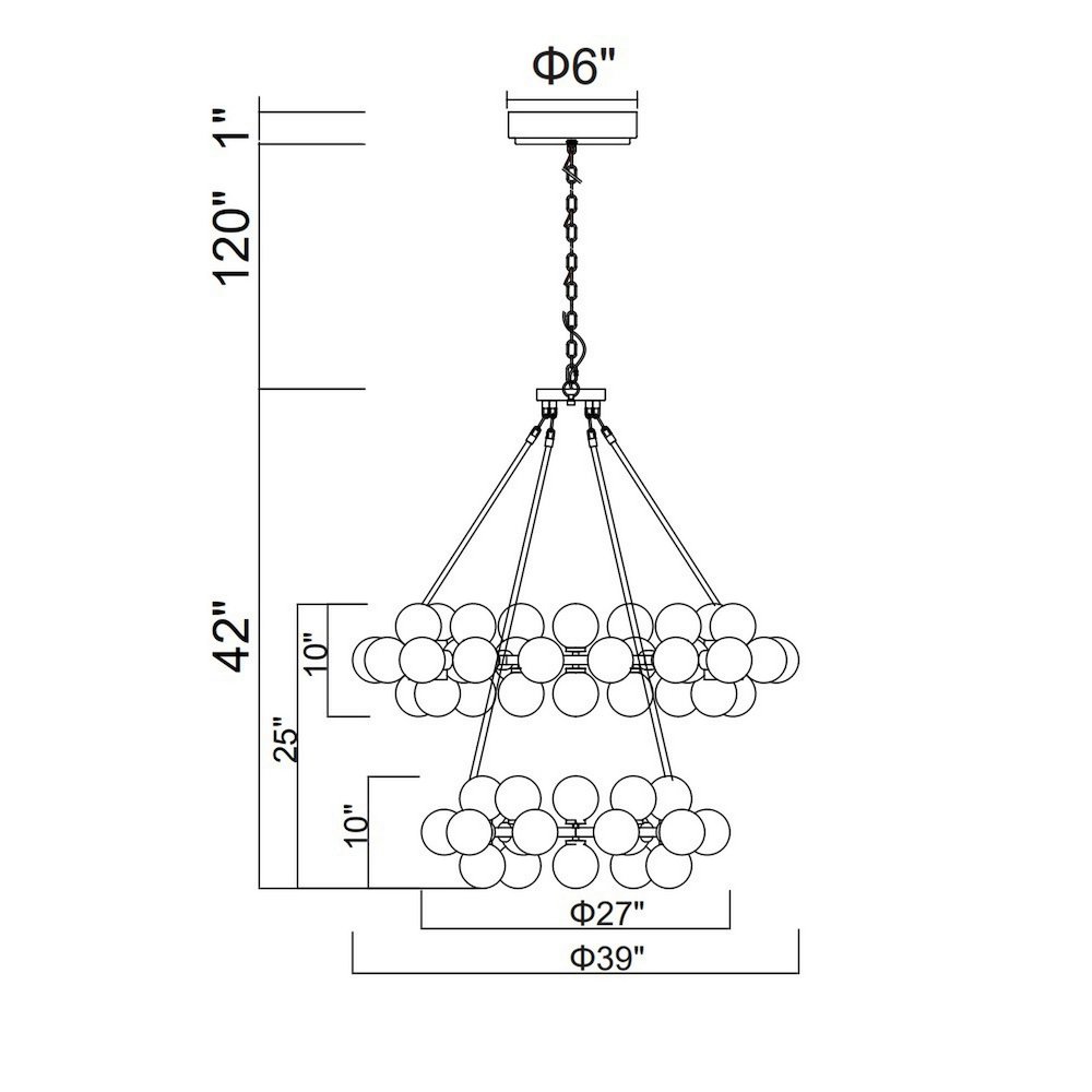 Arya 70 Light Chandelier With Satin Gold Finish. Picture 7