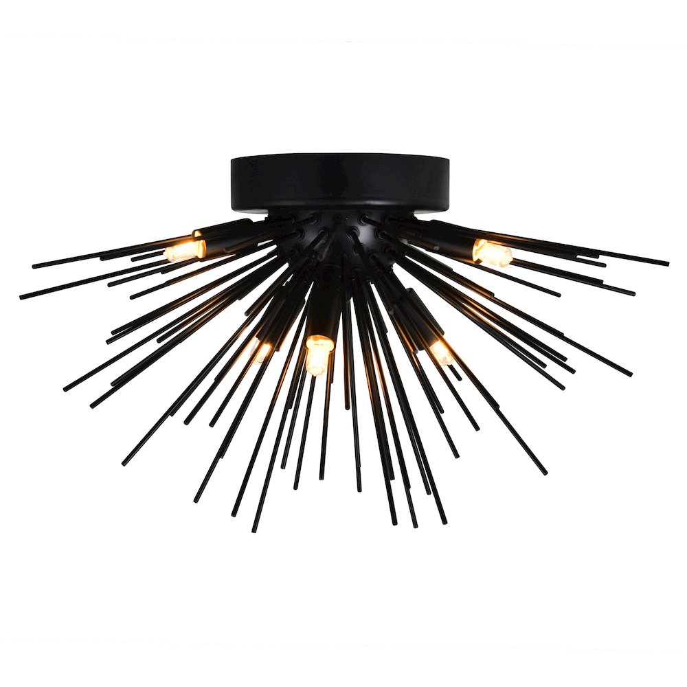 Savannah 6 Light Flush Mount With Black Finish. Picture 1