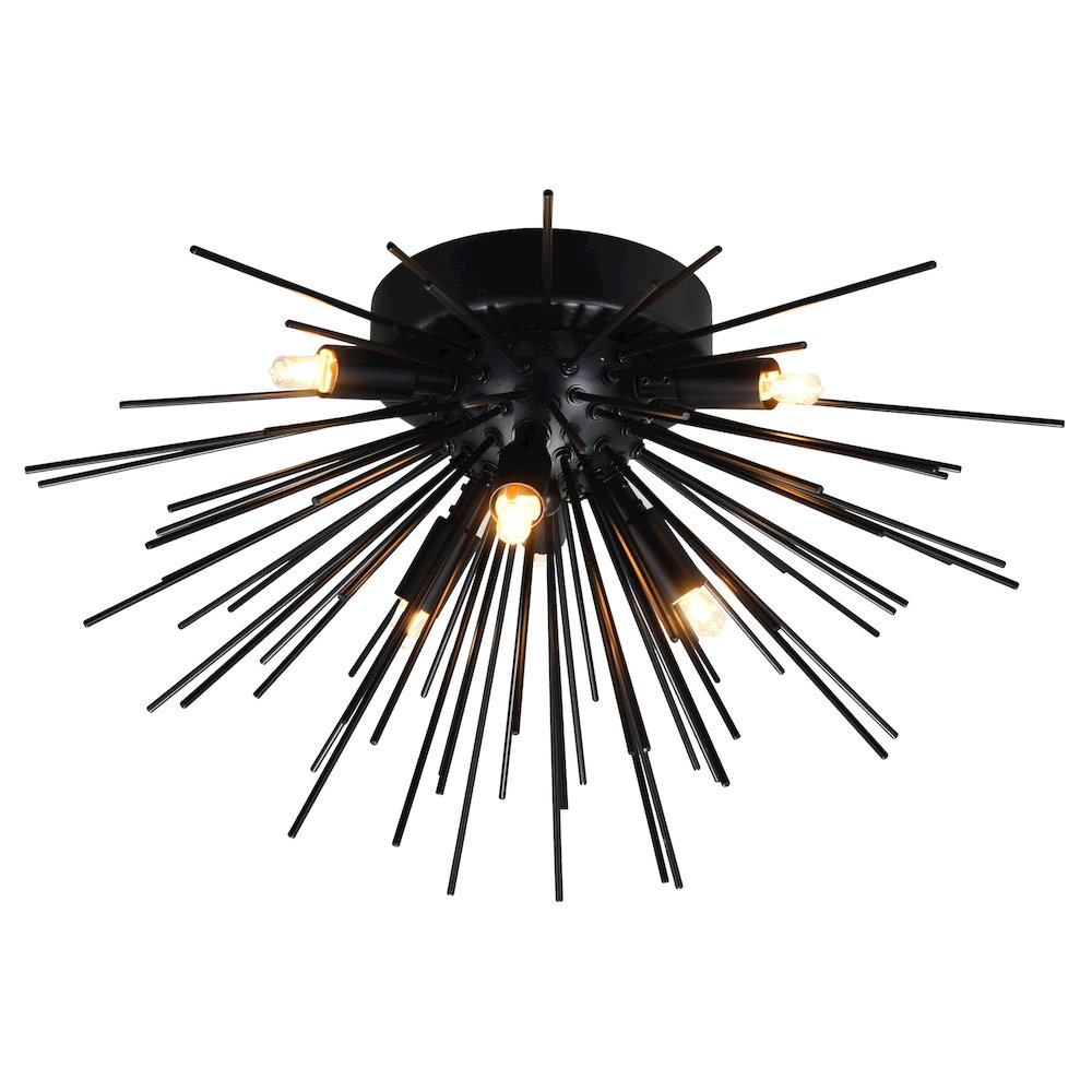Savannah 6 Light Flush Mount With Black Finish. Picture 4