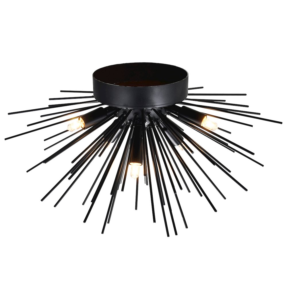 Savannah 6 Light Flush Mount With Black Finish. Picture 5
