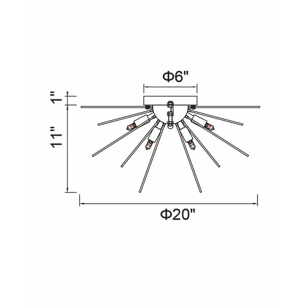 Savannah 6 Light Flush Mount With Black Finish. Picture 8