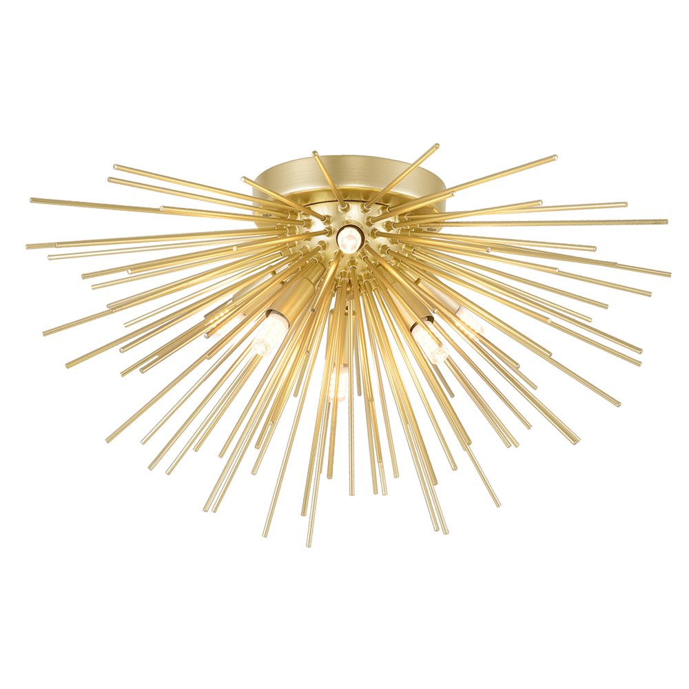 Savannah 6 Light Flush Mount With Gold Leaf Finish. Picture 1
