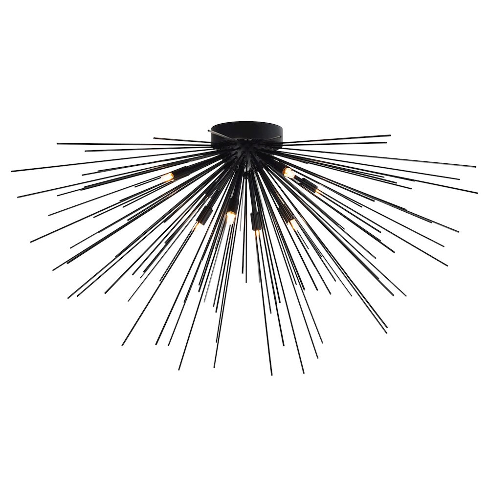 Savannah 8 Light Flush Mount With Black Finish. Picture 1