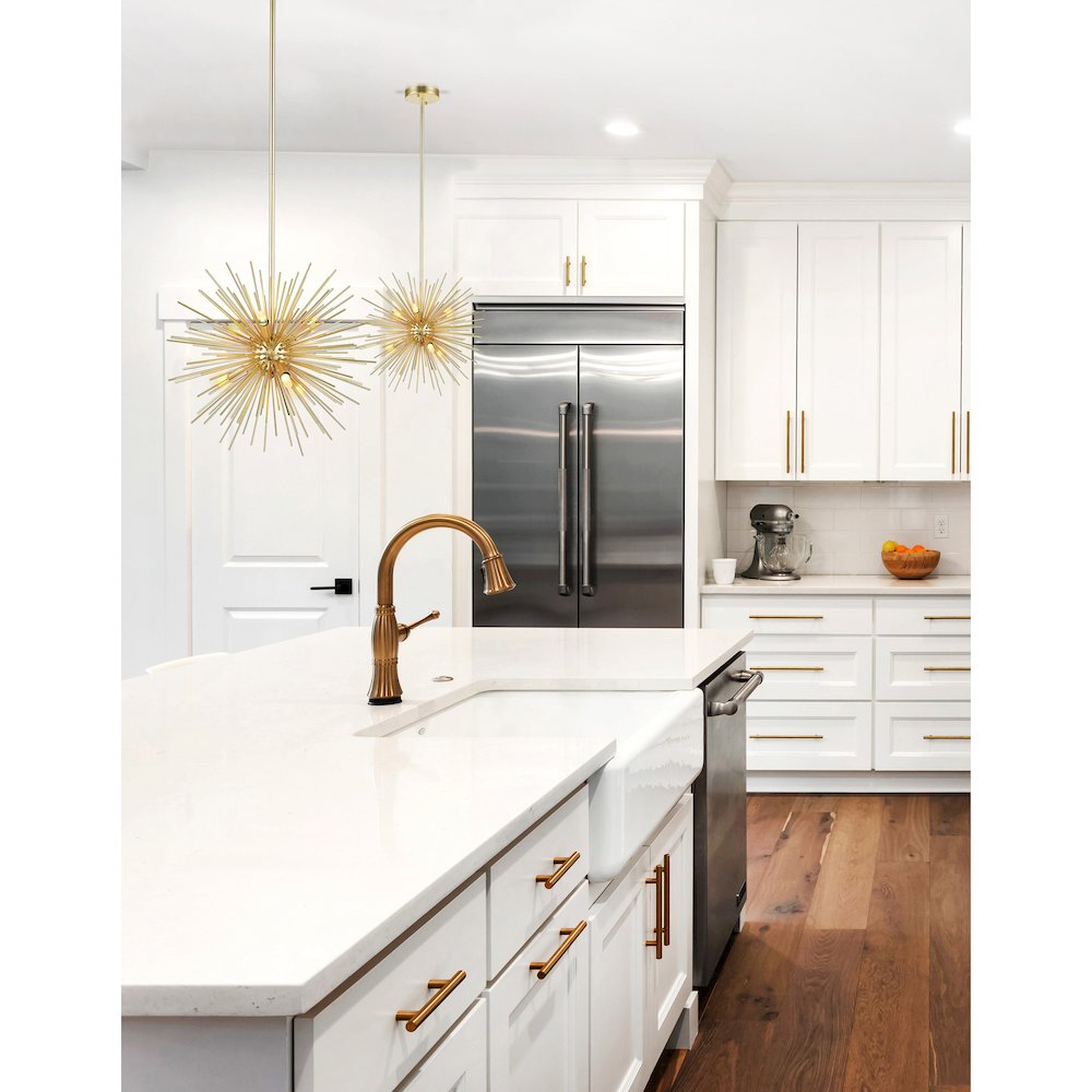 Savannah 6 Light Chandelier With Gold Leaf Finish. Picture 7