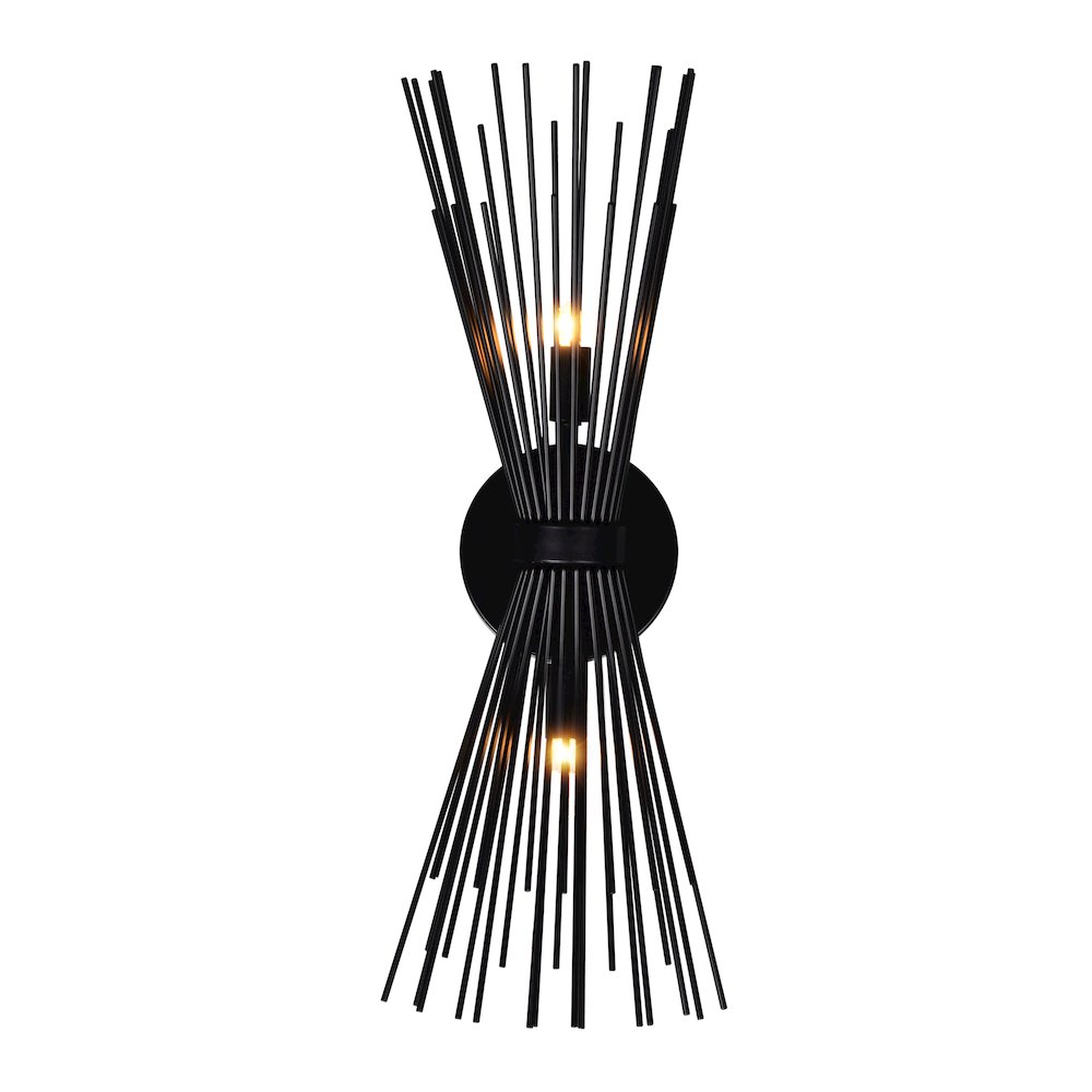 Savannah 2 Light Wall Sconce With Black Finish. Picture 1