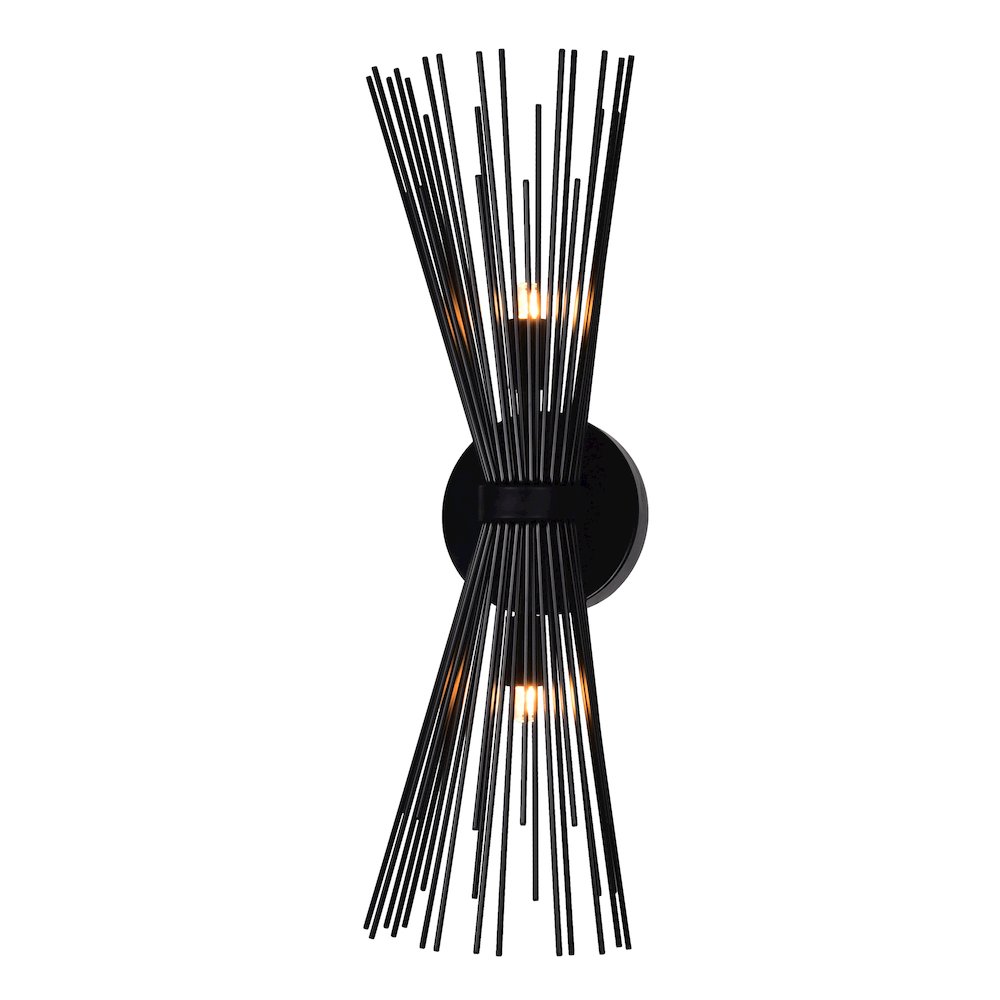 Savannah 2 Light Wall Sconce With Black Finish. Picture 2
