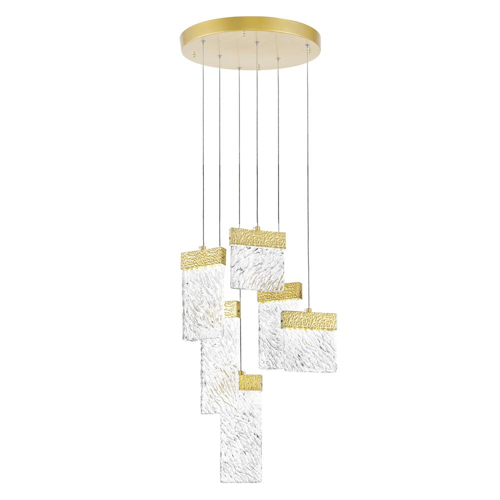 Carolina LED Chandelier With Gold Leaf Finish. Picture 1