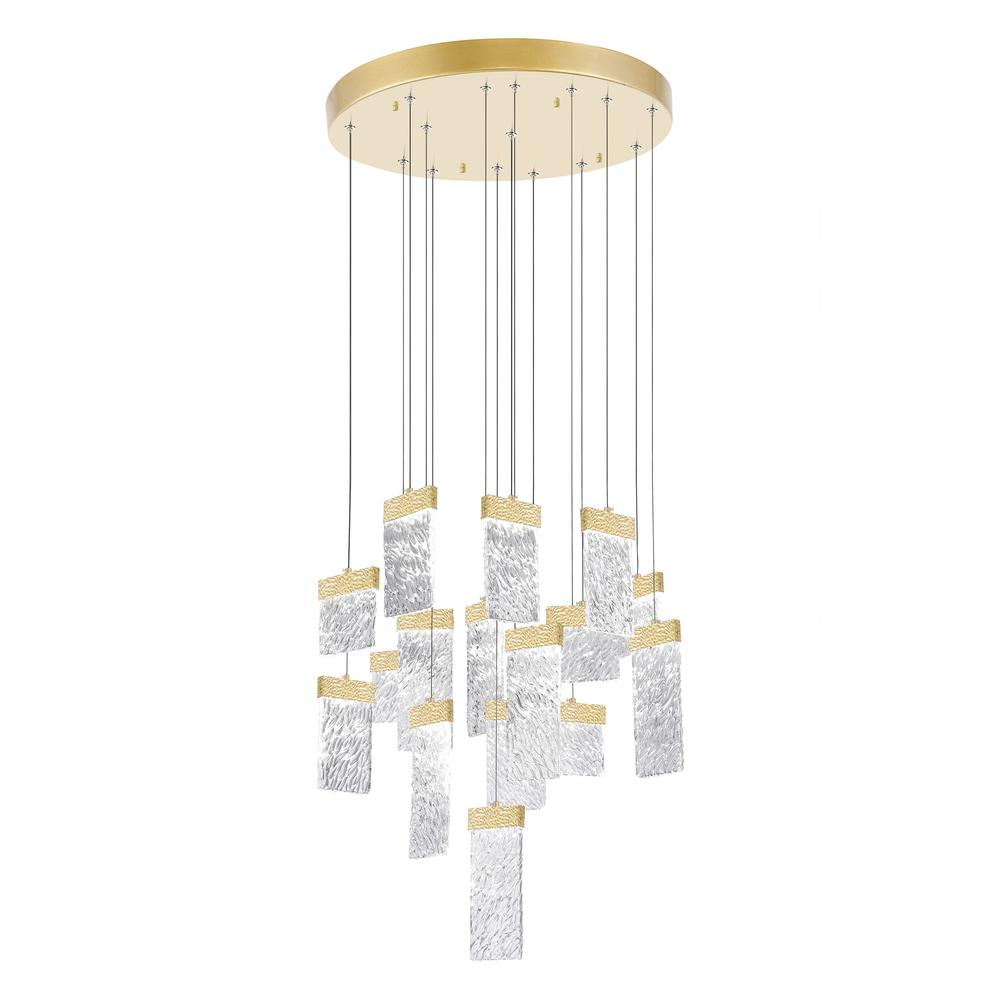 Carolina LED Chandelier With Gold Leaf Finish. Picture 1